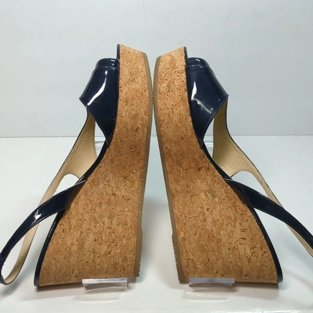 L.K. Bennett Adelia swingback cork wedge platform shoes women size 9.5 EU 40